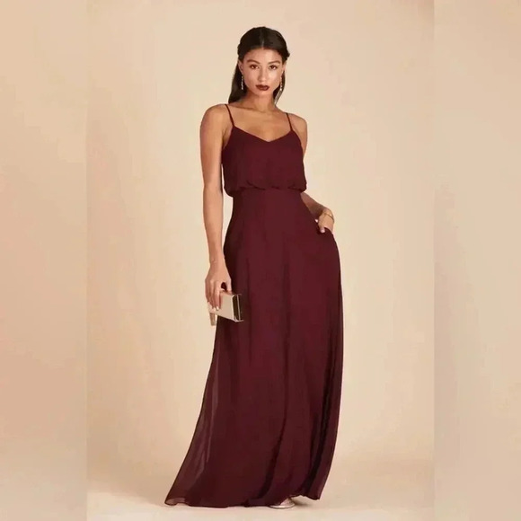 Birdy Grey Gwennie Bridesmaid Dress in Chiffon Cabernet Size Large NWT - Picture 3 of 9